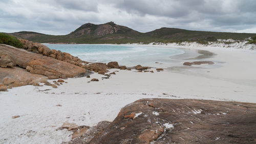 Scenic view of beach against sky