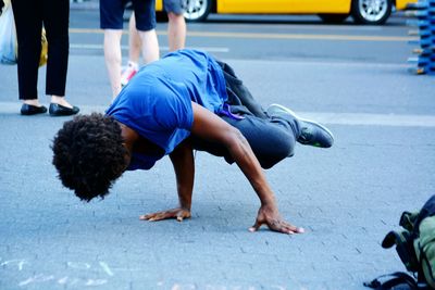 Man break dancing