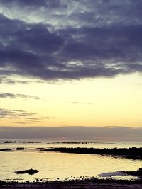 Scenic view of sea against cloudy sky