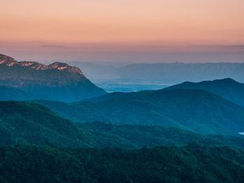 Scenic view of landscape against sky during sunset