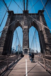 Low angle view of suspension bridge