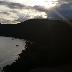 Scenic view of lake against cloudy sky