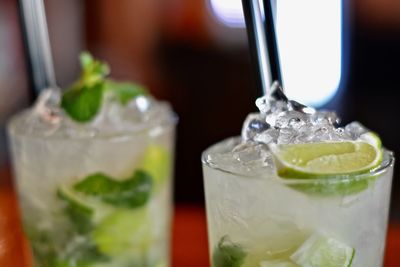 Close-up of cocktail glasses