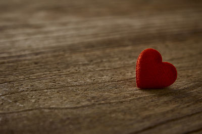 Close-up of heart shape on table