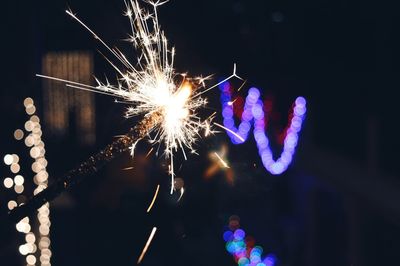 Firework display at night