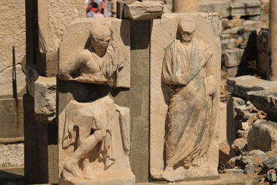 Close-up of statue in ephesus archaeological site 