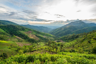 Scenic view of mountains against sky