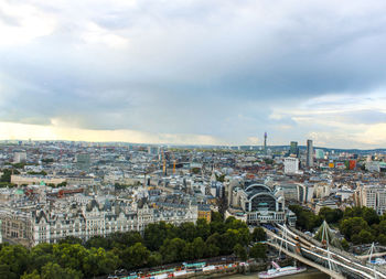 High angle view of cityscape against sky