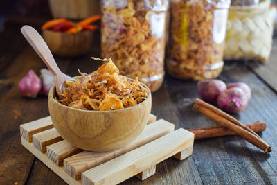 Close-up of food on table