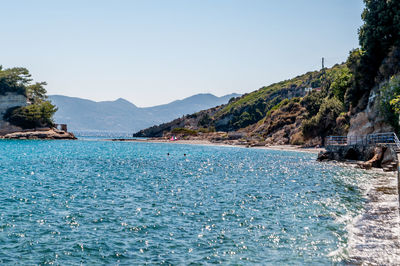 Scenic view of sea against clear sky