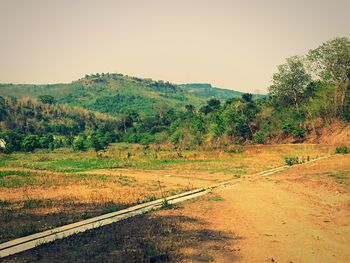 Scenic view of landscape against clear sky