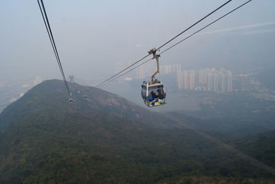 Overhead cable car over mountains