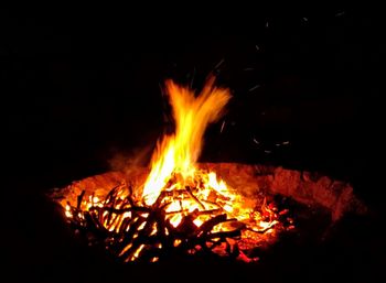 Close-up of bonfire at night