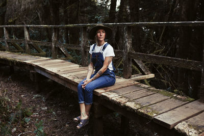 Beautiful woman in the forest near tofino