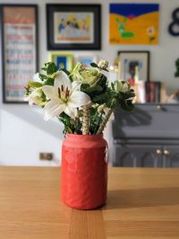 Close-up of flower vase on table