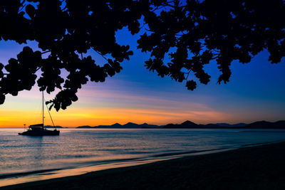 Scenic view of sea at sunset