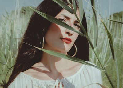 Close-up portrait of a young woman