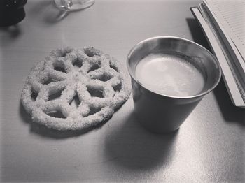 High angle view of cookies on table