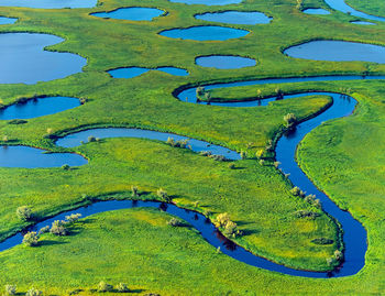 High angle view of golf course