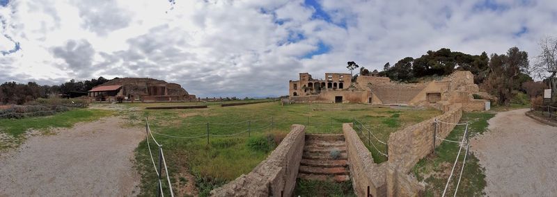 Panoramic view of old building against sky