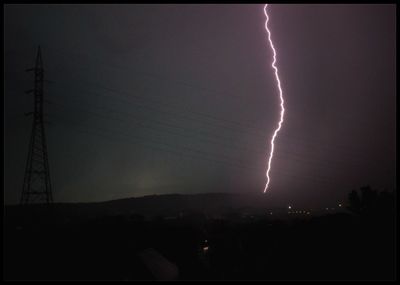 Lightning in sky at night