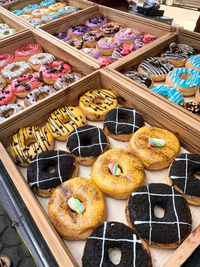 High angle view of food for sale