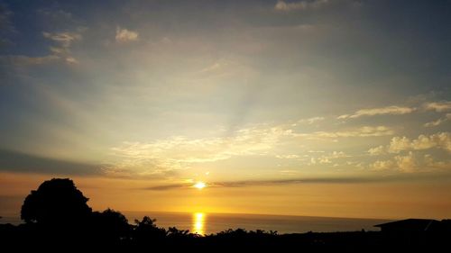 Scenic view of silhouette trees against sky at sunset
