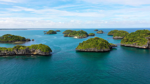 Cluster of small islands in hundred islands national park, pangasinan, philippines. 