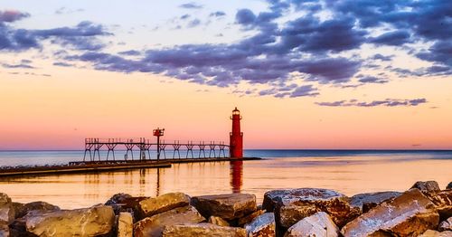 Scenic view of sea against sky during sunset