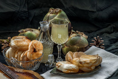 High angle view of food on table