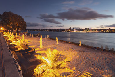 Panoramic view of sea against sky at sunset