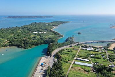 High angle view of sea against sky