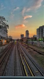 Railroad tracks at sunset