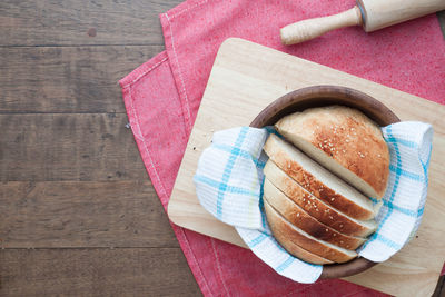 High angle view of food on table