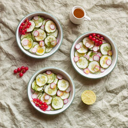 High angle view of food on table