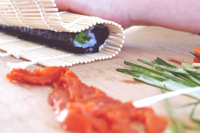 Close-up of hand holding food