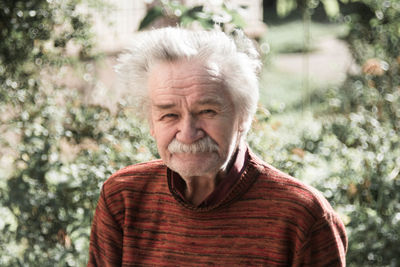 Close-up portrait of senior man