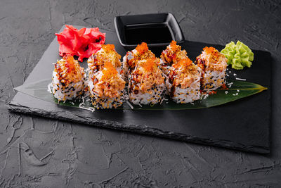 Close-up of food on table
