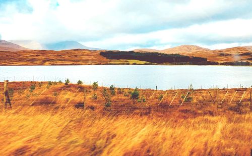 Scenic view of lake against sky