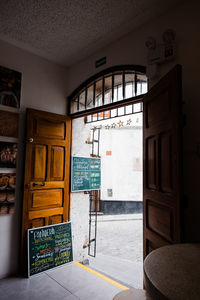 Closed door of building