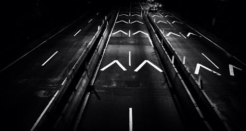 Illuminated street lights at night