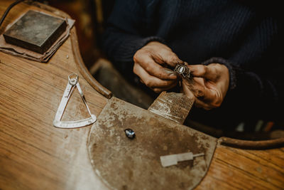 Man working on table