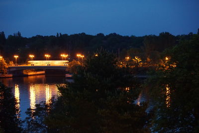 Scenic view of calm lake at night