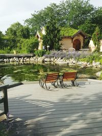 Empty park bench