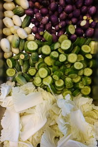 High angle view of vegetables for sale