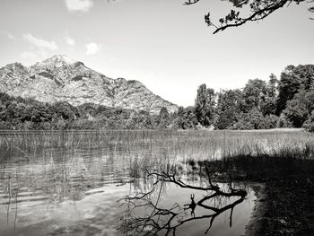 Scenic view of lake against sky