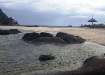 Scenic view of beach against sky