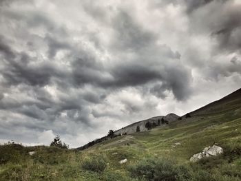 Scenic view of landscape against cloudy sky