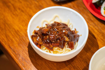 Close-up of food in bowl on table