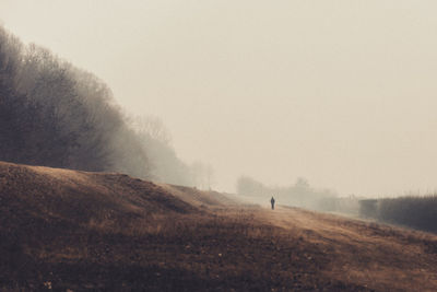 Distant view of man standing on field